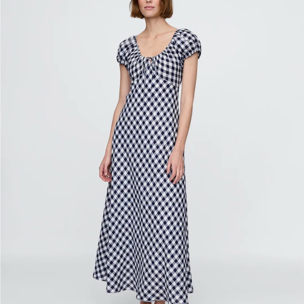 Gap × DÔEN 100% Linen Gingham Midi Dress